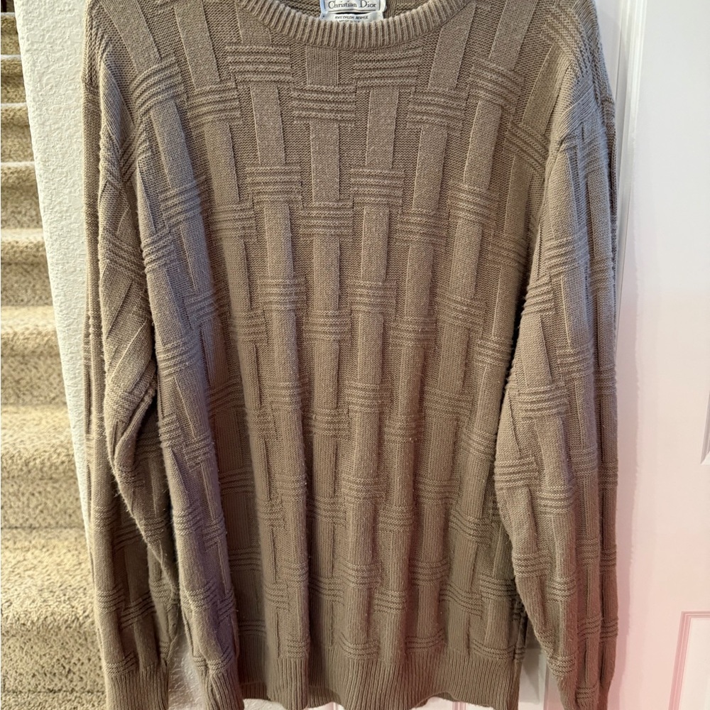 Dior Men's Taupe Crewneck Knit Sweater
